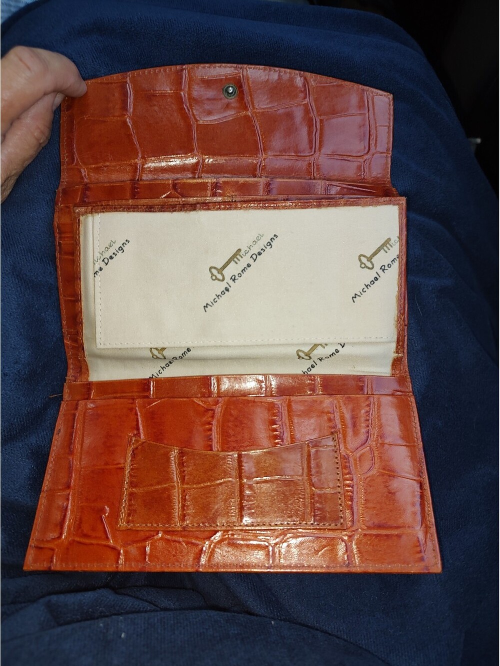 Michael Rome Design Brown Croc-Embossed Leather Wallet
